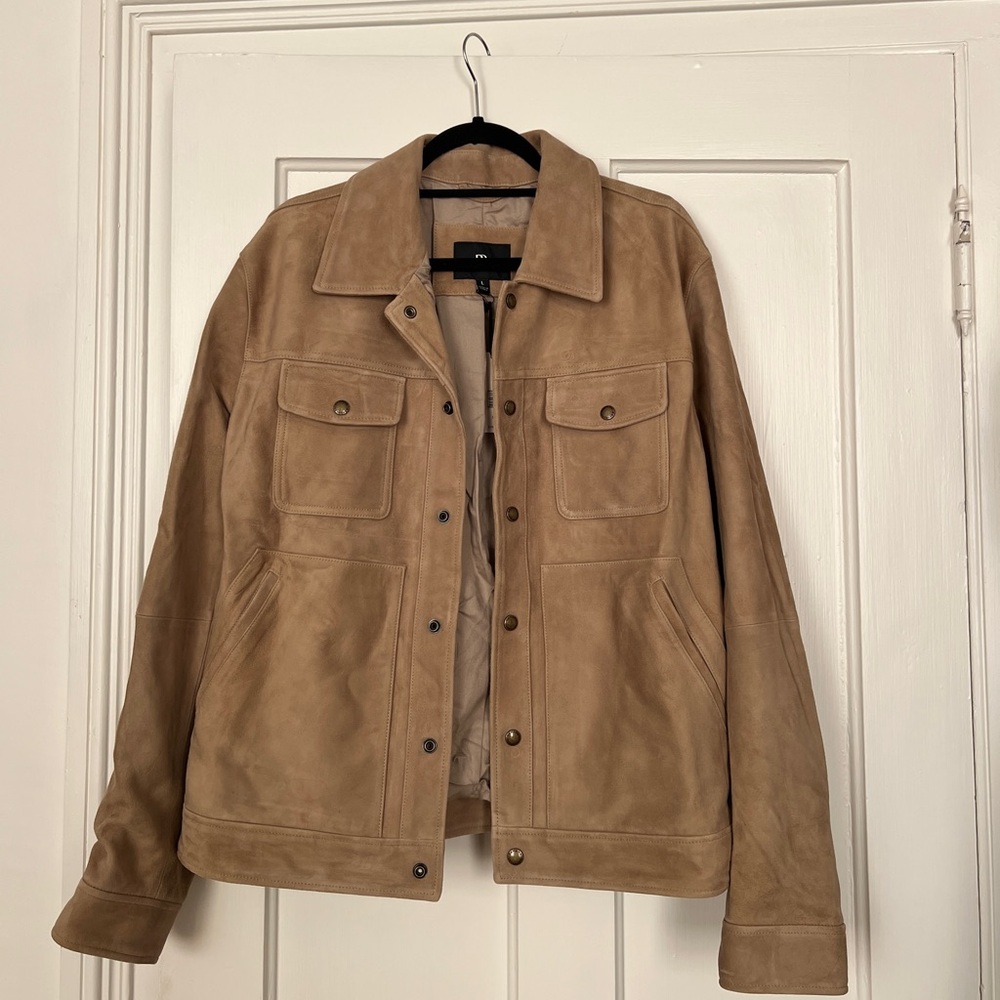 Banana Republic Men's Classic Tan Suede Shirt Jacket